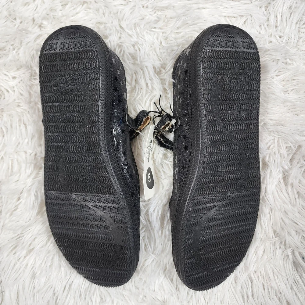 Cat & Jack Girls Black Shimmery Star Dress Shoes Size 5